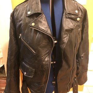 “God Bless America” Patchwork Leather Jacket Large